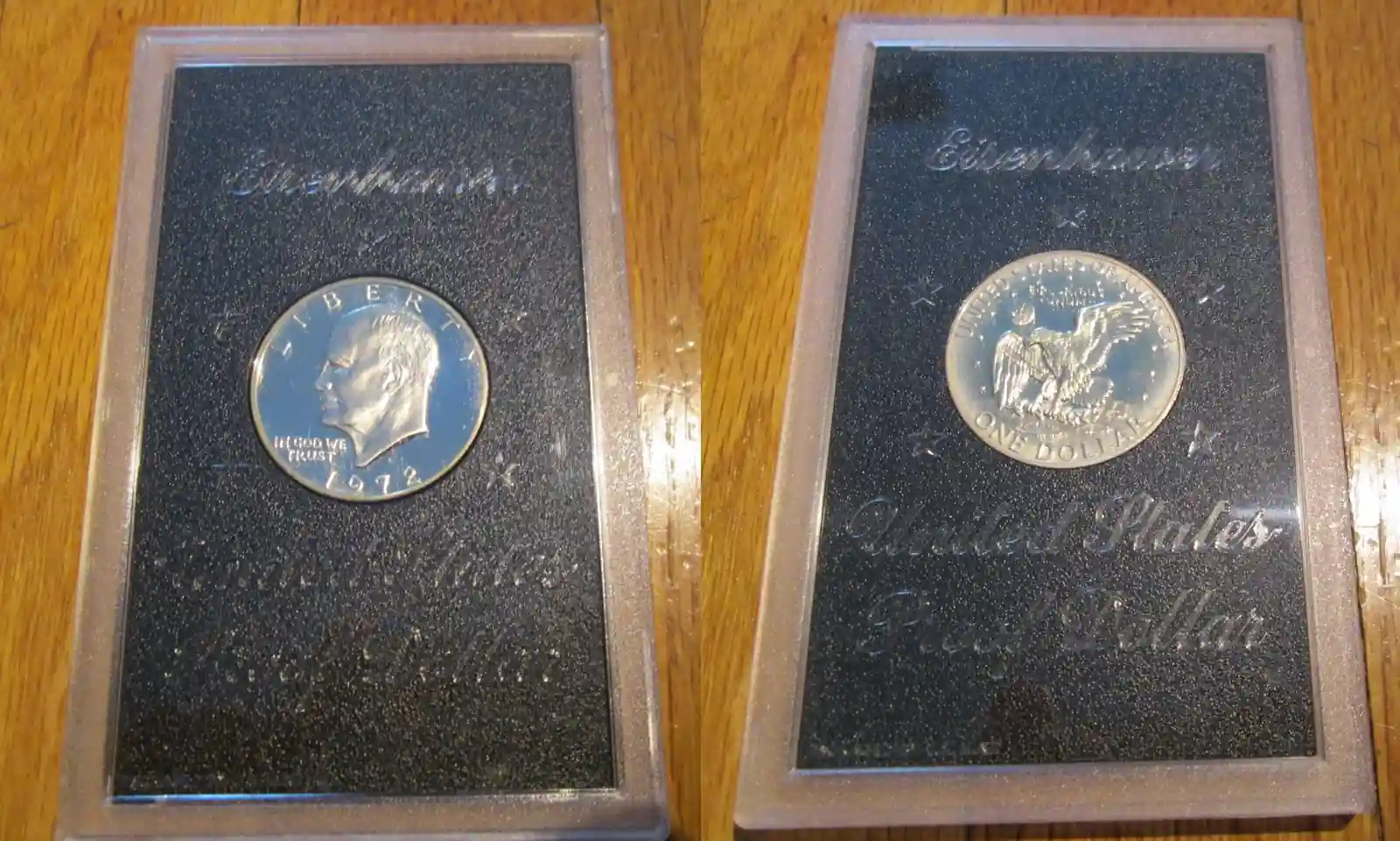 a 1972-S Proof Silver Dollar in Brown Box