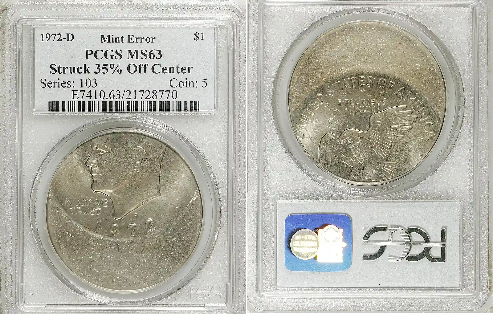1972 Eisenhower Dollar Off-Center Strike